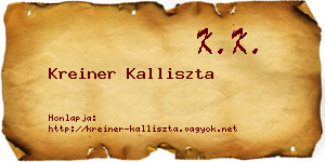 Kreiner Kalliszta névjegykártya